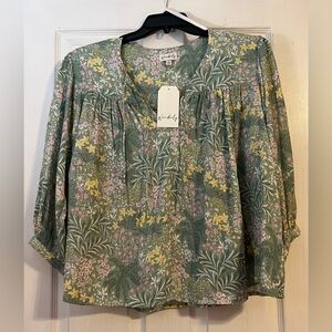 Wonderly 1X 3/4 Length Sleeve Babydoll Peasant Top